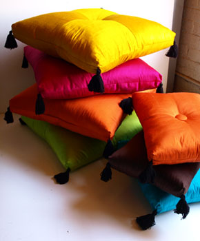 Silk Shantung pillows, sewn for Jonathan Adler