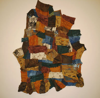 collaged silkscreens to create shanty town