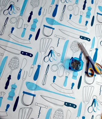 retro utensil textile design